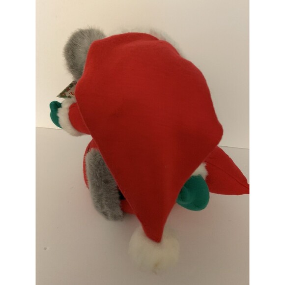 JC Penny Santa Claus Mouse Plush Christmas Stuffed Animal Hat 10” Vintage READ - Picture 9 of 15